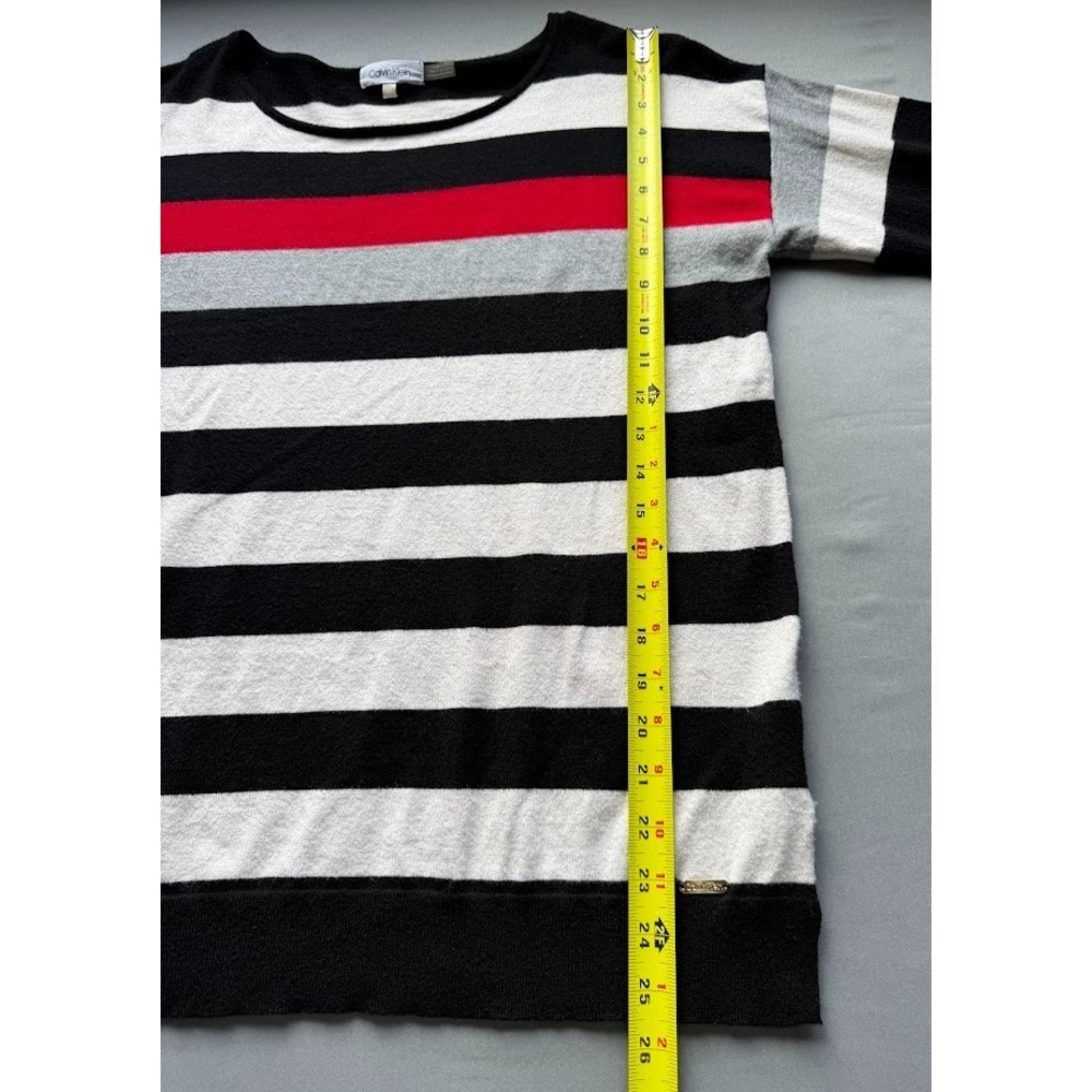 Calvin Klein Sweater Women Medium Striped Multicolor Long Sleeve Scoop Neck‎ - Picture 3 of 14